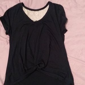 Dark blue tee with lace